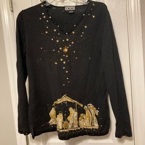 Vintage Y2K Nativity Ugly Christmas Sweater Top